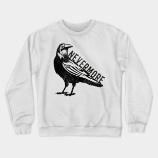 Raven Nevermore Halloween Crow Black Bird Distressed Crewneck Sweatshirt